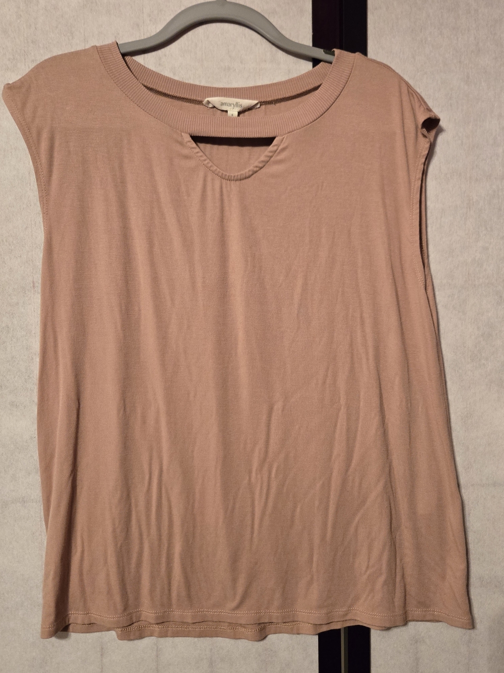 Amaryllis Sleeveless Crewneck Top in Taupe Color Size Small
